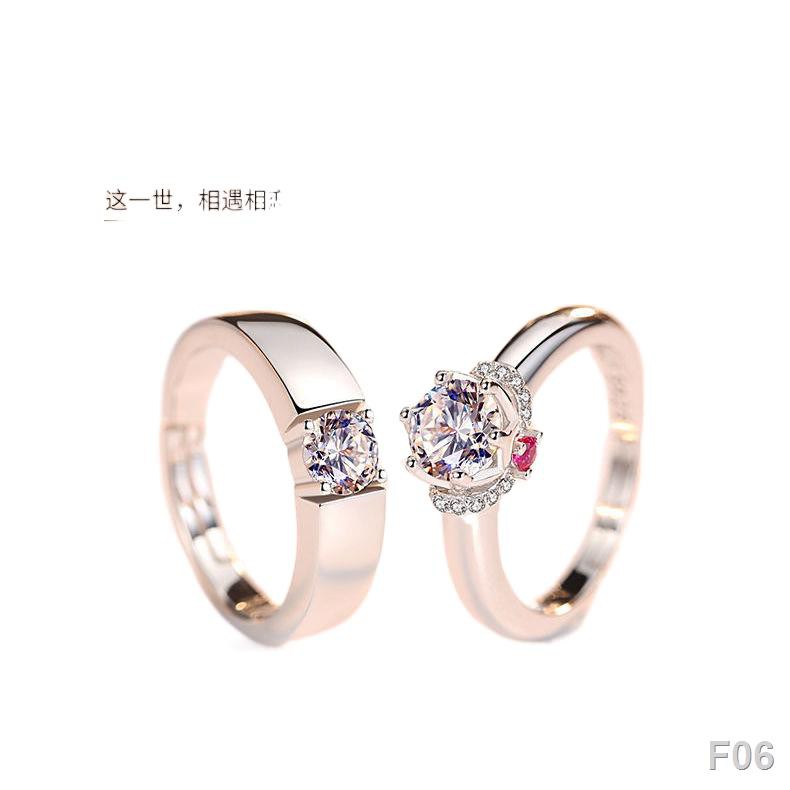 Nhẫn kim cương vàng trắng thật chính hãng Mozanstone nữ carat pt95 cưới nam và miệng trực tiếp cặp đôiF