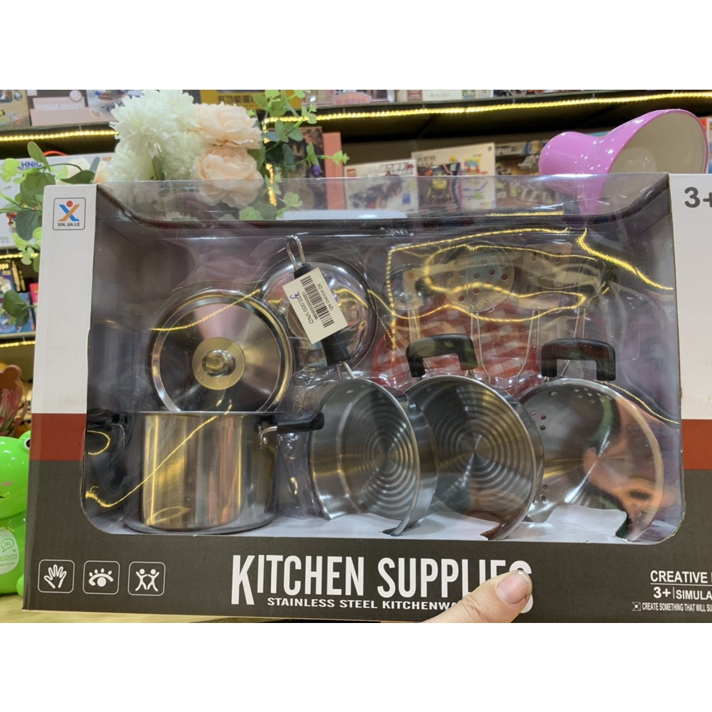 Bộ đồ chơi xoong nồi nấu ăn nhà bếp cho bé