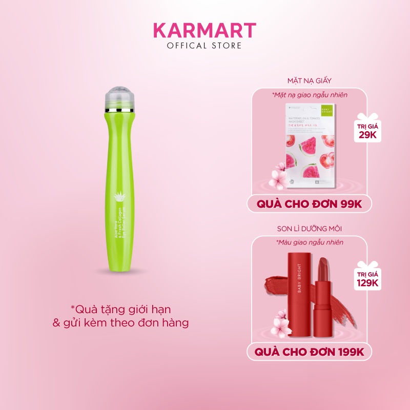 Cây Lăn Mắt Lô Hội Và Collagen Tươi Baby Bright Aloe Vera &amp; Fresh Collagen Eye Roller Serum 15ml