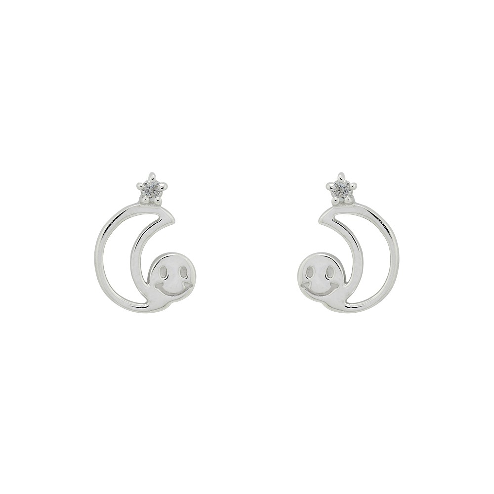 Hoa tai bạc mặt tăng ôm mặt cười ESTELLE