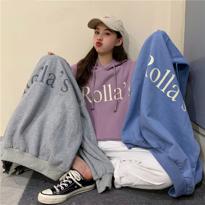 Áo Hoodie Tay Dài Dáng Rộng Phong Cách Hàn Quốc 2021