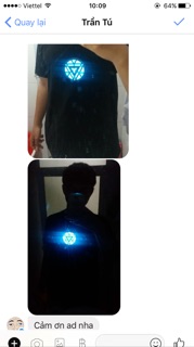 Áo thun ironman sáng đèn