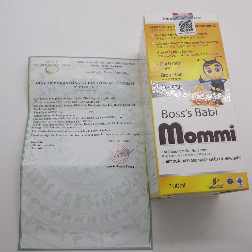 BOSS'S BABI MOMMI SIRO KEO ONG NHẬP KHẨU HÀN QUỐC LỌ 100ML