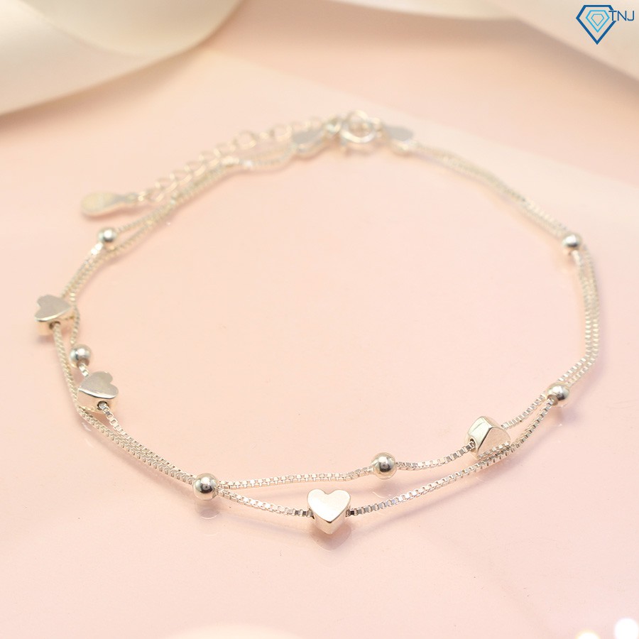 Lắc chân bạc nữ đẹp, giá rẻ dây kép hình trái tim LCN0030 - Trang Sức TNJ | BigBuy360 - bigbuy360.vn