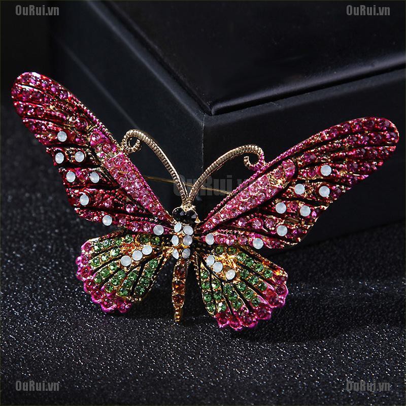 Ghim Cài Áo Hình Bướm Đính Đá Nhân Tạo Thời Trang