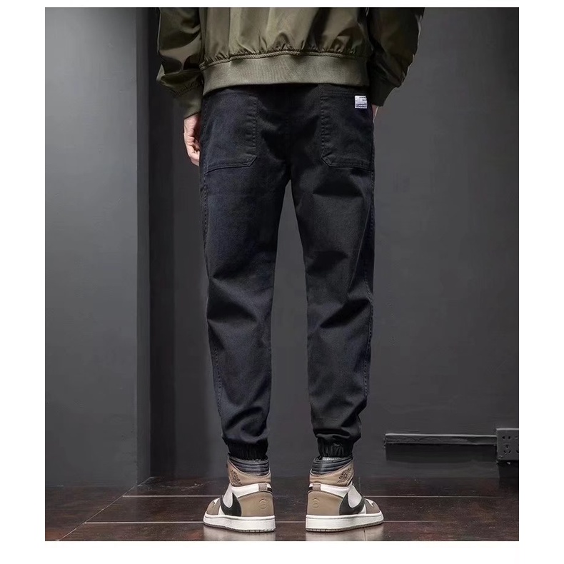 Quần Jean Thể Thao Thắt Dây Lưng Thun Mỏng Dài Đến Mắt Cá Chân Hàng Mới Cho Nam