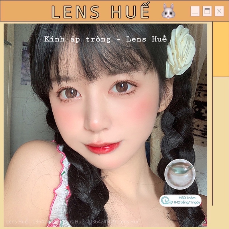 Kính áp tròng - Lens màu socola tự nhiên trong veo giãn nhỏ - Lens Huế