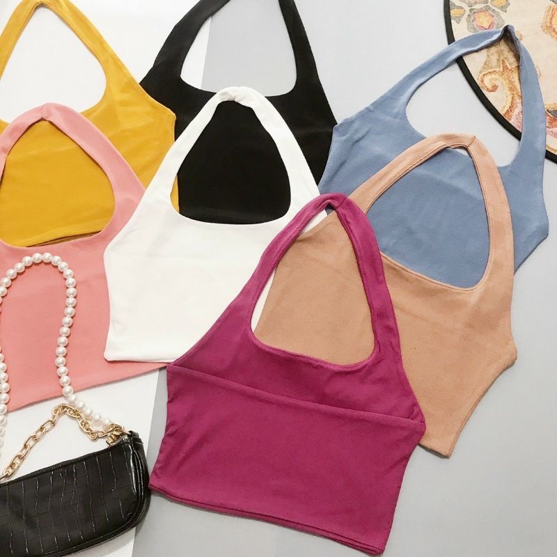 Áo vòng cổ yếm croptop nhiều màu