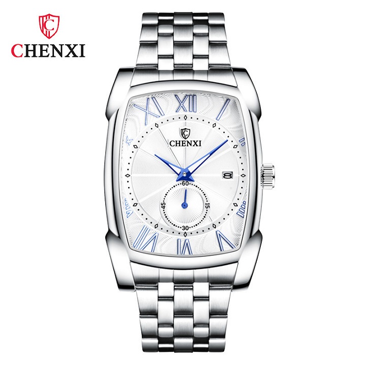 Đồng Hồ Nam Chenxi CXV01 Dây Thép Không Gỉ Mặt Vuông Khỏe Khoắn Hàng Cao Cấp