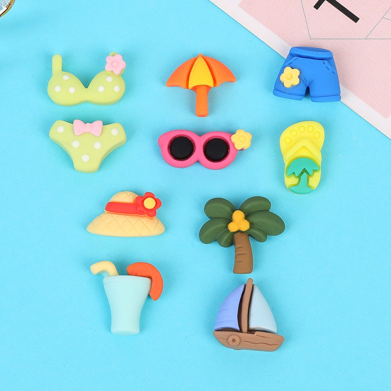 Charm (C06) slime/ Dụng Cụ Charm Trang Trí Du Lịch Biển &amp; Thuyền &amp; Sao Biển - Không kèm keo dán &amp; nút