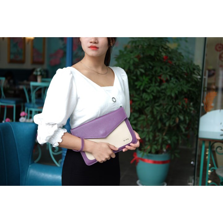 HERA Tablet Clutch - Ví cầm tay cho nữ da thật nguyên tấm lớp 1- IW05-9526.MINK