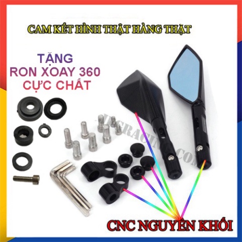 Gương Xe Máy Chính Hãng Rizoma 5 Cạnh Tặng Ron Xoay - 1 Chiếc Trái