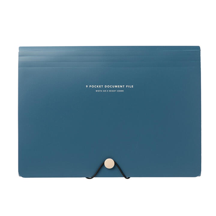 Túi Đựng Tài Liệu ARTBOX Hàn Quốc Màu Xanh Navy 9 Ngăn Có Nút Cài Dạng Bấm Tiện Lợi