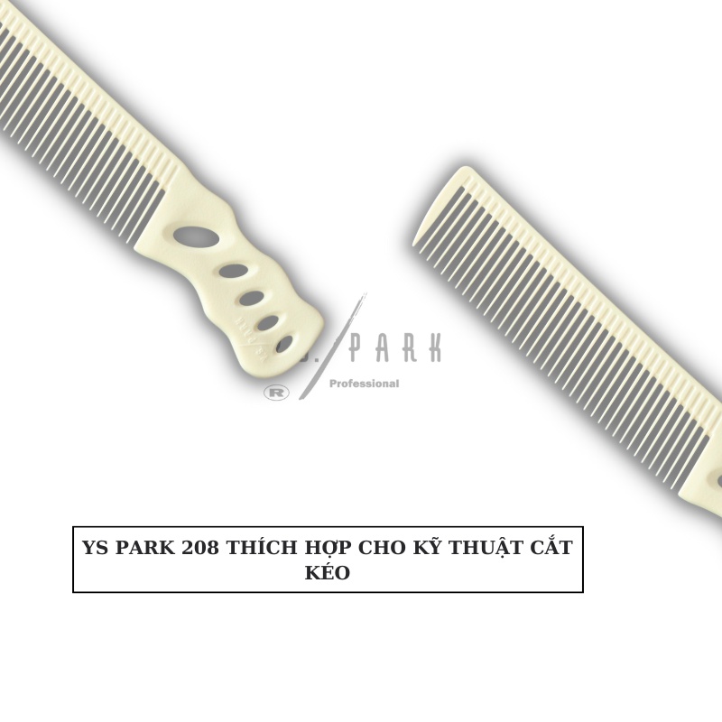 Lược cắt tỉa tóc răng xương cá chịu nhiệt Nhật Bản YS PARK cho tóc tự nhiên và nhặt sạn tóc nam YS-208 hàng chính hãng