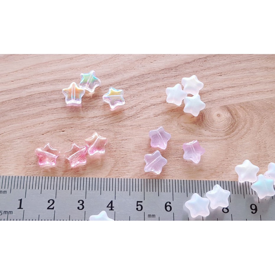 Charm thủy tinh sao nhỏ pastel trong xỏ lỗ 2 đầu T2 /Nguyên liệu làm vòng tay