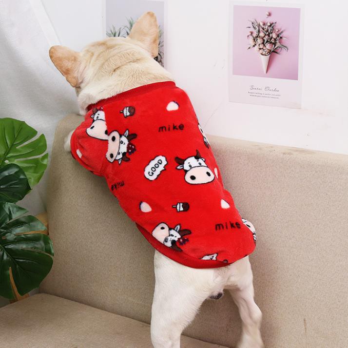 Con chó lớn Quần áo Bulldog Năm mới Cún con Mùa thu và Mùa đông Bộ đồ ngủ ấm áp Áo choàng Kitty Vật nuôi 😍