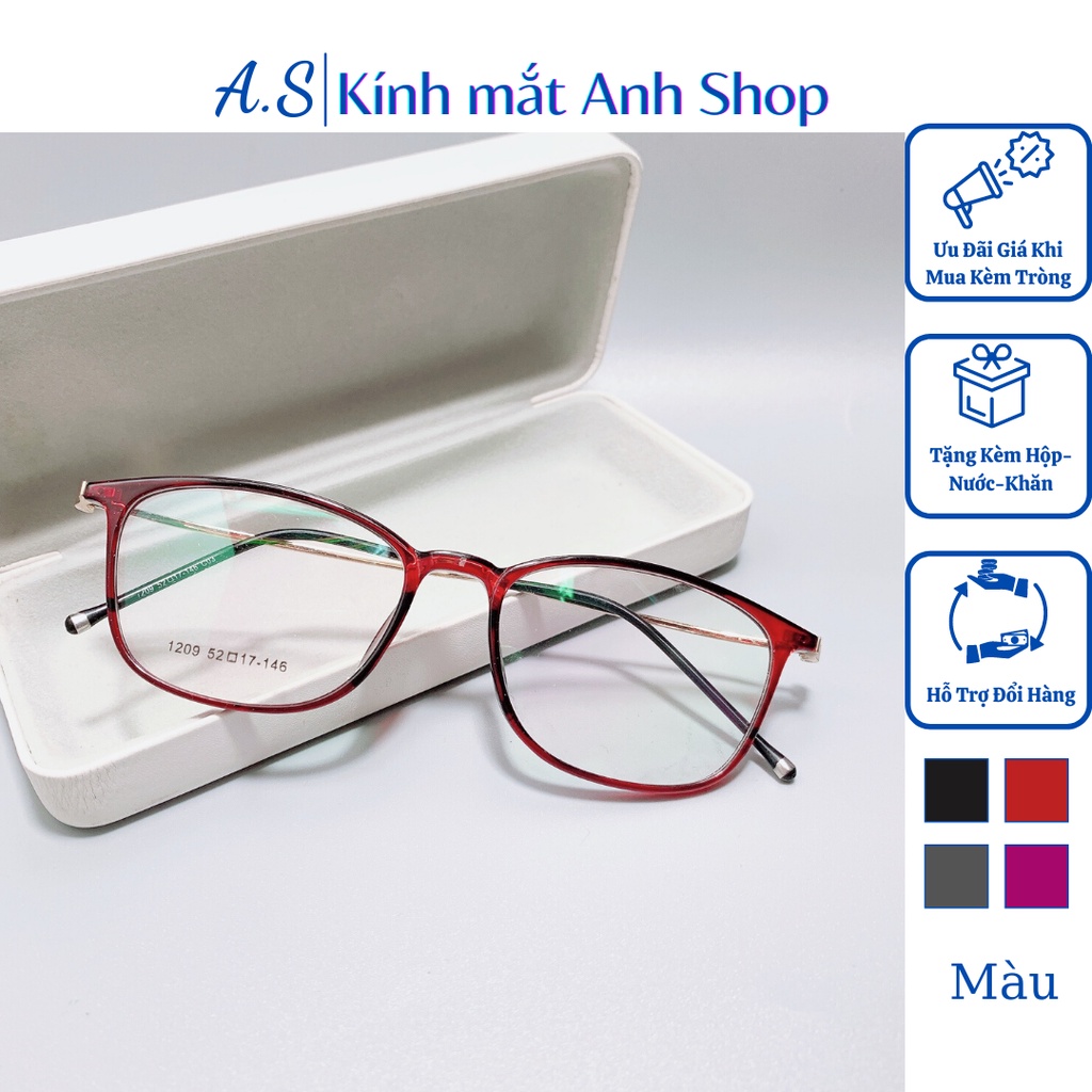 Gọng kính tròn bầu chất liệu nhựa dẻo kết hợp kim loại 1209