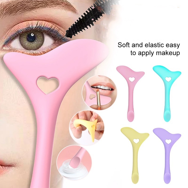 1 Thẻ Hướng Dẫn Kẻ Mắt Bằng Silicon Có Thể Tái Sử Dụng Kèm Muỗng / Dụng Cụ Làm Đẹp Mặt