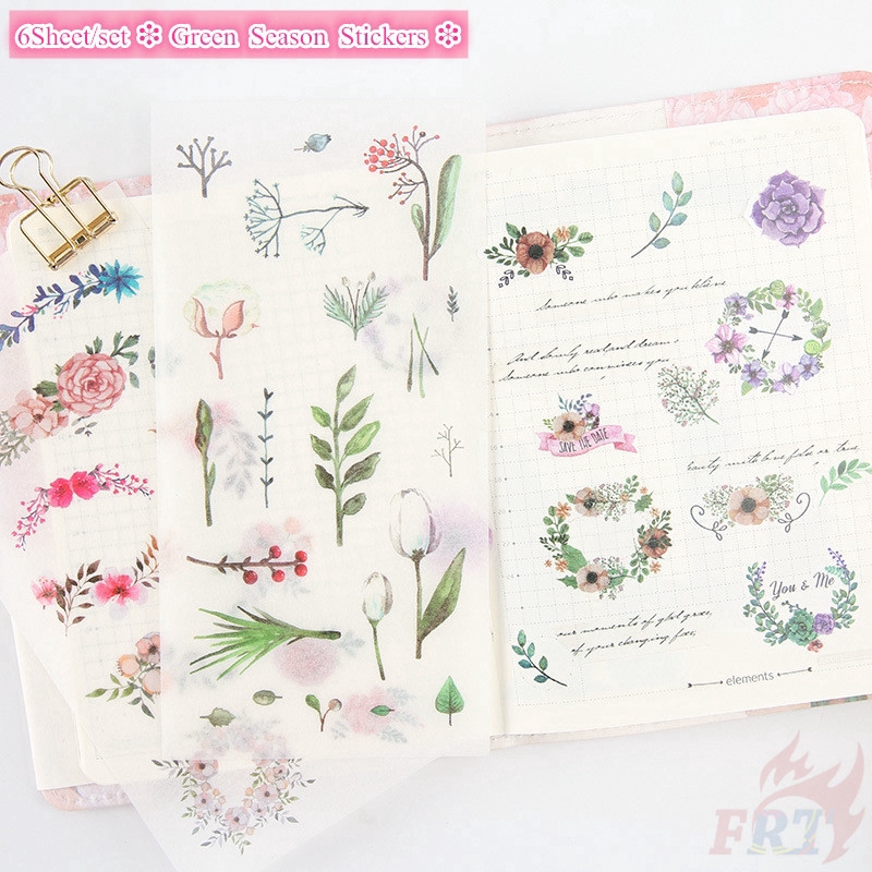 ❉ Green Season Stickers ❉6Sheet/set DIY Diary Scrapbooking Decals Stickers