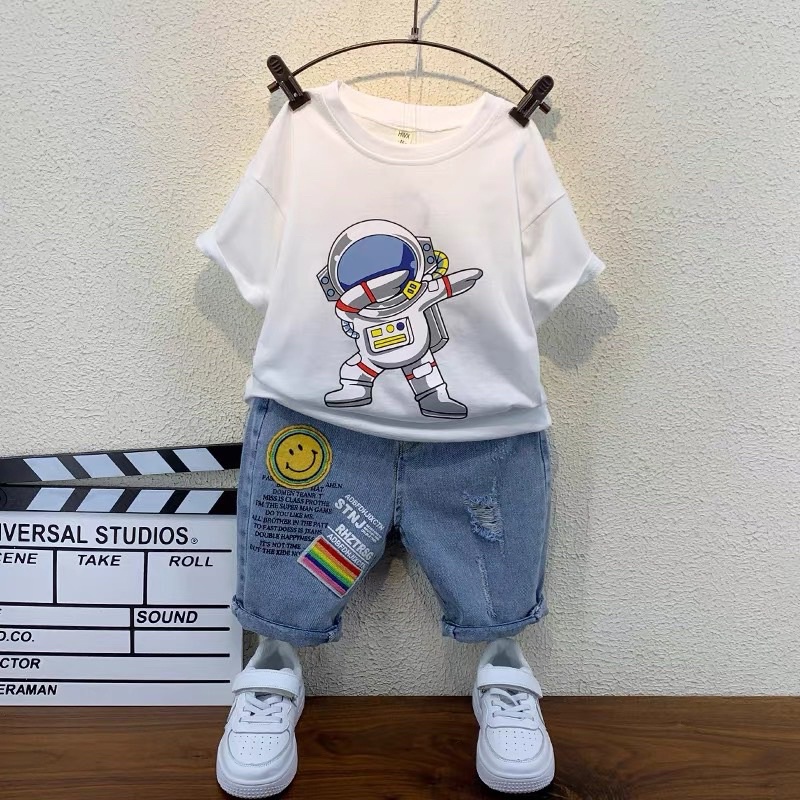 [SET BÉ TRAI] Bộ siêu nhân quần jean chất chơi 2 màu cho bé trai