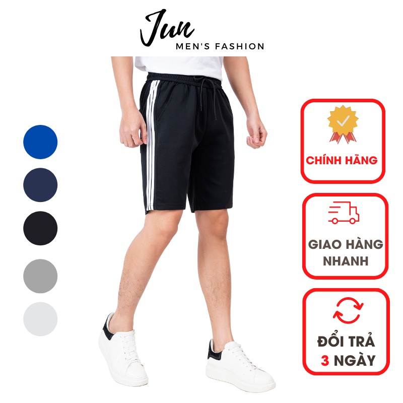 Quần short nam 3 sọc thể thao JUN FASHION STORE  Quần short unisex vải poly cao cấp mềm mịn, kiểu dáng năng động, trẻ tr