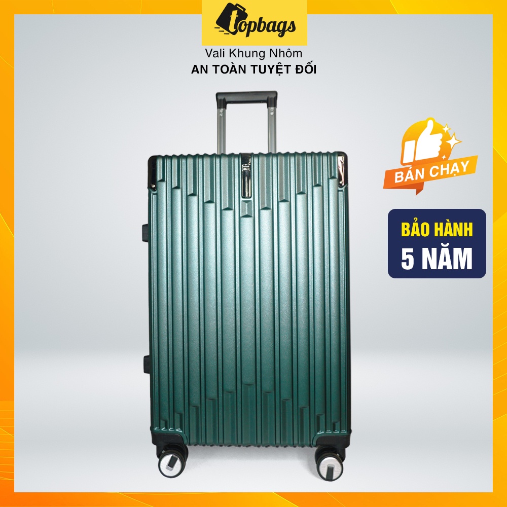 Vali khoá sập KN036 size 24 màu xanh rêu - Vali khóa khung cao cấp, bảo hành 5 năm