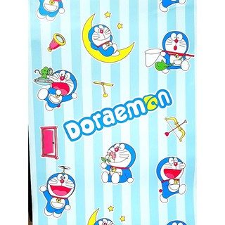 Cuộn 5M PVC giấy dán tường (có sẵn keo dán) - DOREMON SỌC XANH KT232