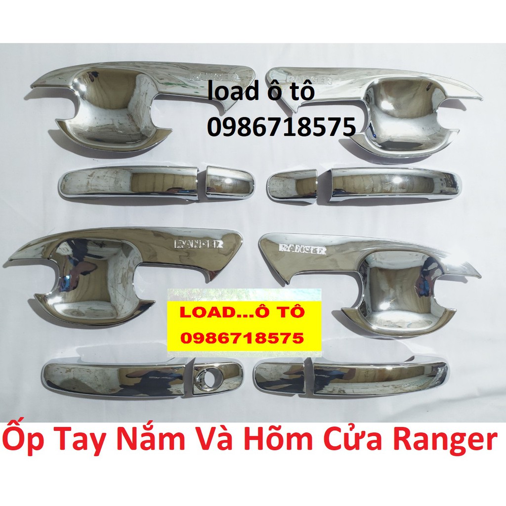 Ốp tay nắm,hõm cửa Xe  Ford Ranger 2022-2016 Nhựa ABS Mạ Crom Sáng Bóng