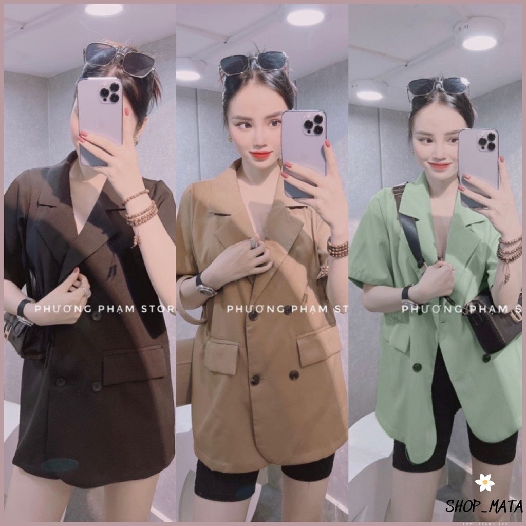 Áo blazer nữ ngắn tay dáng dài nhiều màu. Vest nữ trẻ trung năng động