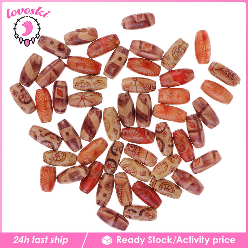 Set 50 Hạt Gỗ 15mm Làm Trang Sức Phong Cách Châu Âu