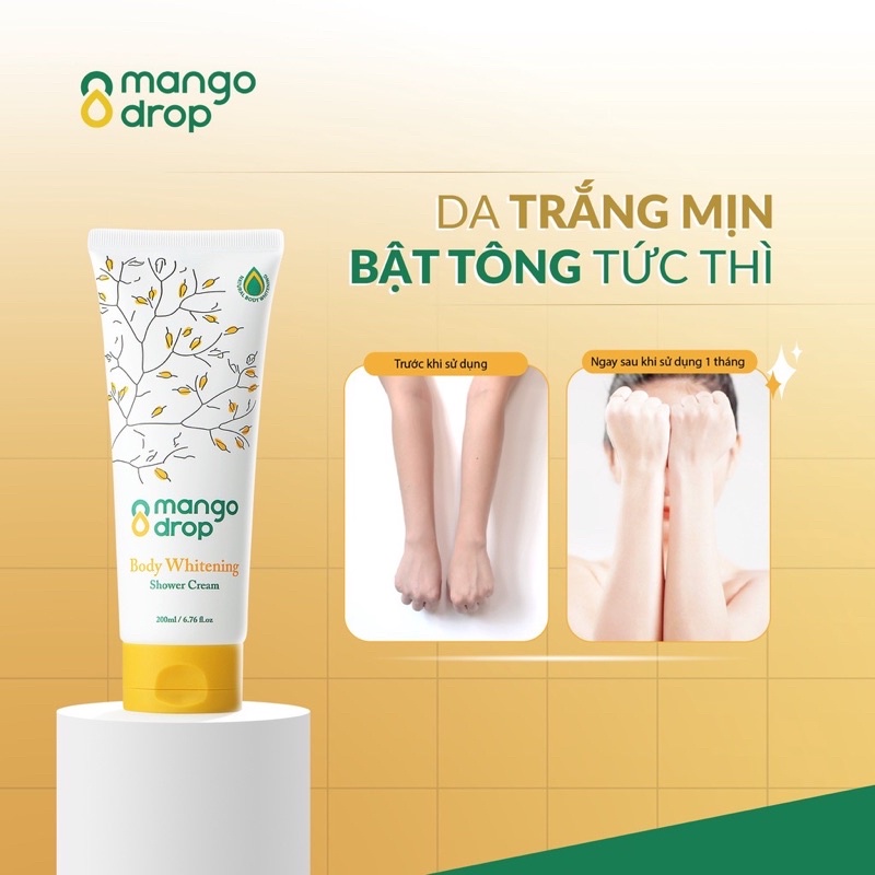 Kem tắm dưỡng trắng cơ thể mango drop body whitening shower cream 200ml (chính hãng)