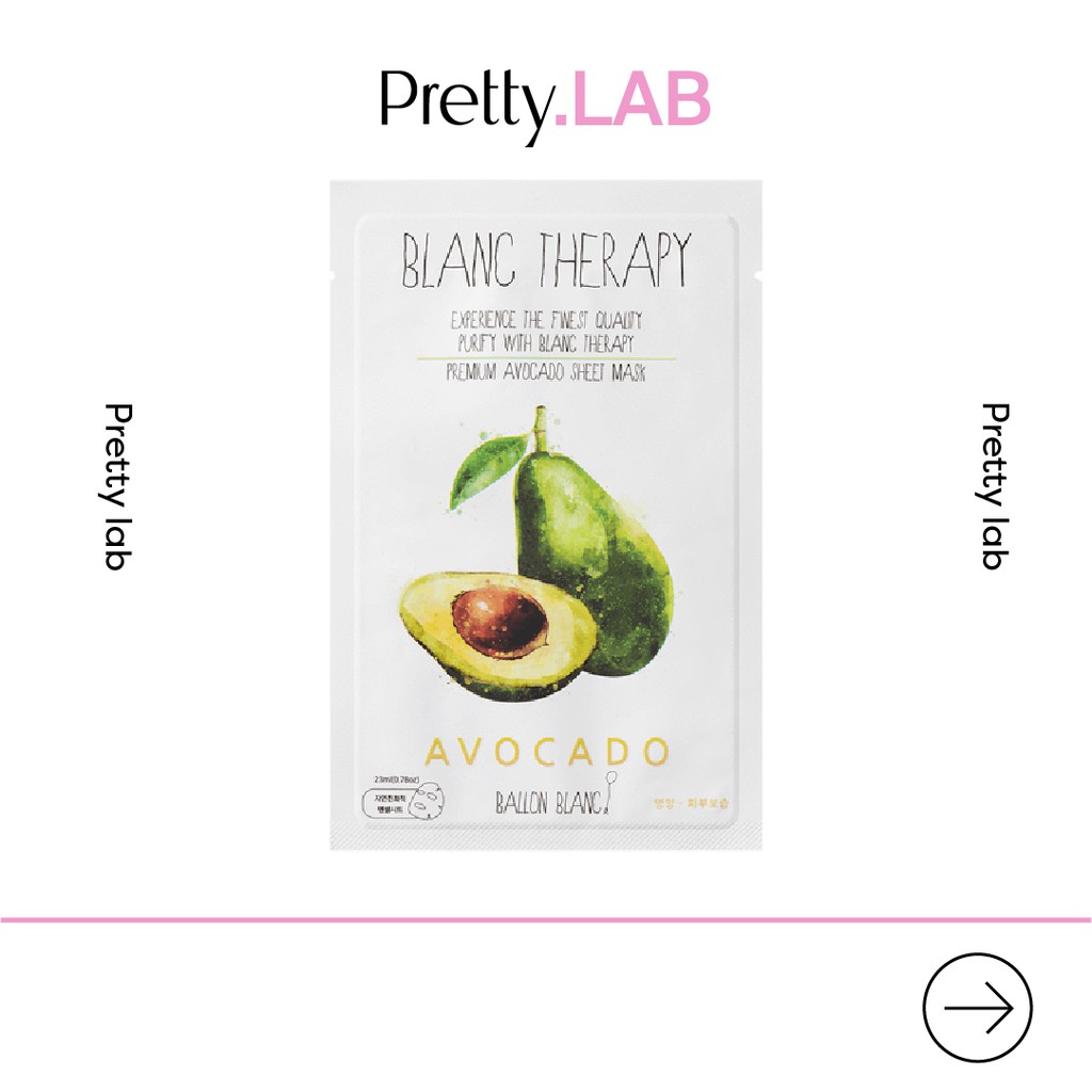 Mặt nạ giấy dưỡng da Ballon Blanc Therapy Sheet Mask 2 loại Avocado và Tea Tree Key4 Lab