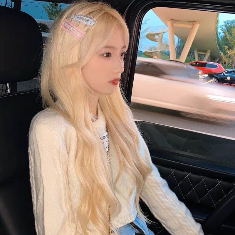 Tóc Giả Dài Xoăn Nhẹ Nhuộm Màu Vàng Nhạt Thời Trang Cho Nữ