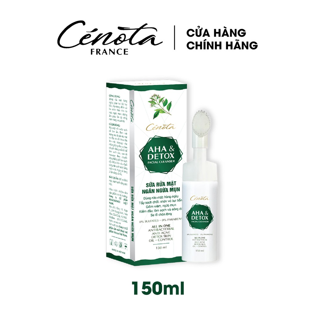 Sữa rửa mặt AHA Detox 150ml, sữa rửa mặt giúp tạo bọt, kiềm dầu