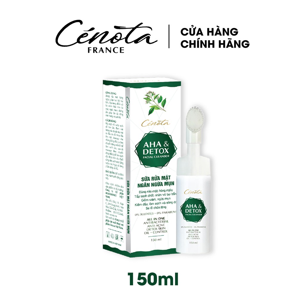 Sữa Rửa Mặt Ngừa Mụn Cenota AHA &amp; Detox 150ml