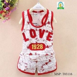 Bộ thun 3 lỗ Love cho bé trai.
