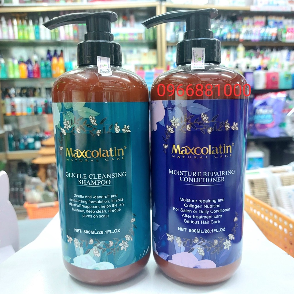 Maxcolatin Cặp Dầu Gội Xả Tóc 800+800ml Kiểm Soát Dầu, Ngăn Gàu, Giảm Gãy Rụng