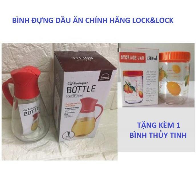 Bình Đựng Dầu Ăn Lock&amp;Lock Tặng Kèm 1 Bình Thủy Tinh