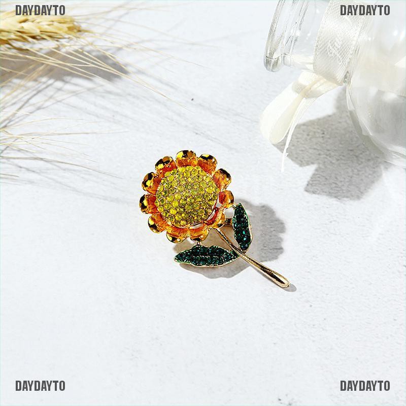 Ghim Cài Áo Hình Hoa Hướng Dương Đính Pha Lê Thời Trang