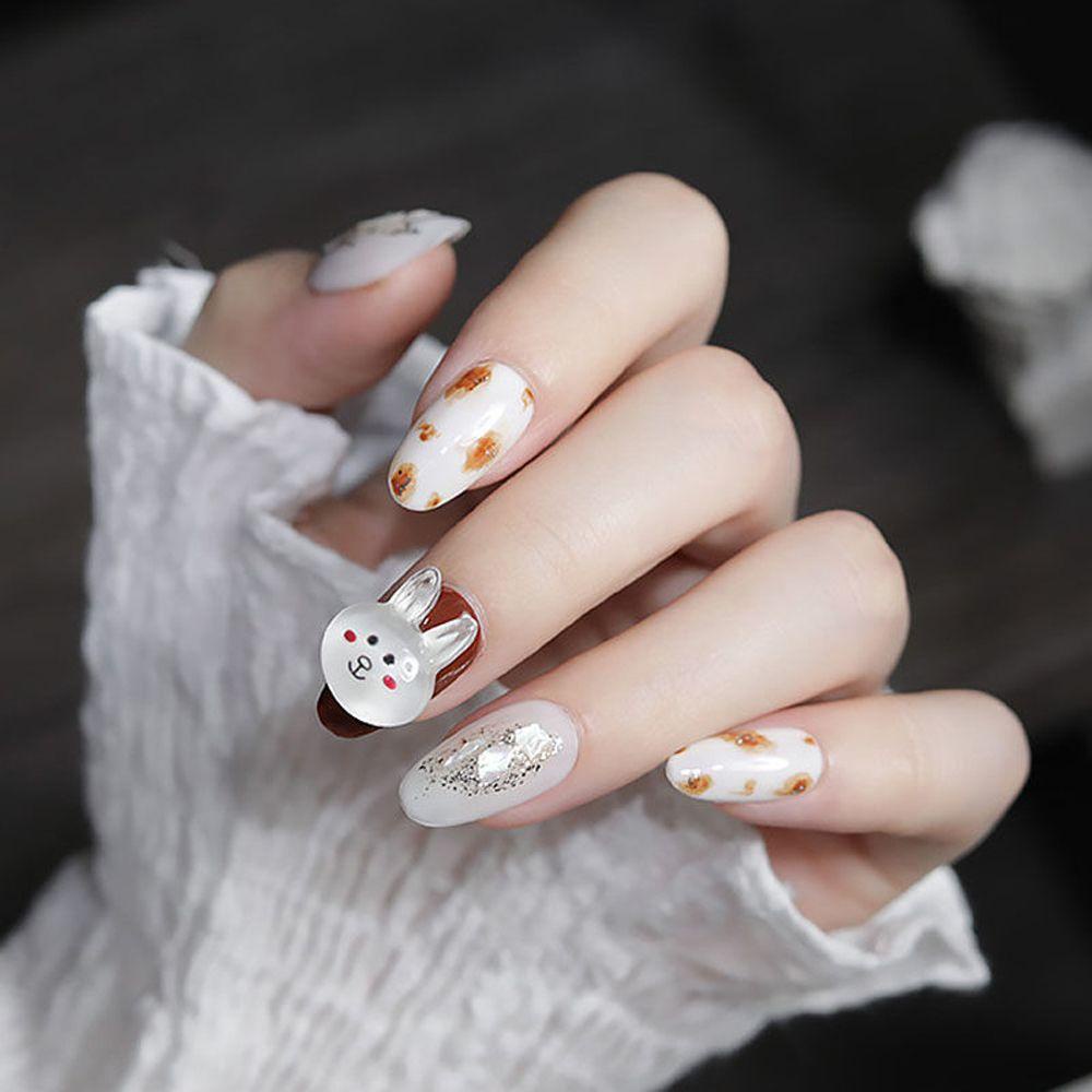 Set 10 Phụ Kiện Trang Trí Móng Tay / Điện Thoại Hình Gấu / Thỏ Hoạt Hình Dễ Thương DIY