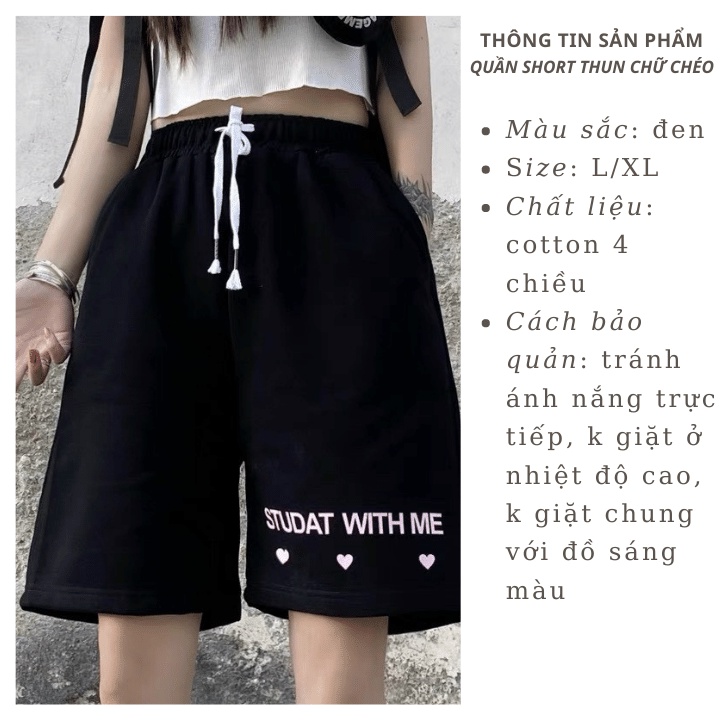Quần đùi nữ/Quần sooc chữ hồng form unisex thiết kế basic dễ mặc chất liệu cotton 4 chiều RÔ STORE QS16