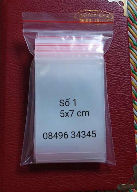 100g túi zip viền đỏ miết mép số 1 kt 5x7 cm