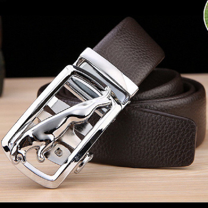Dây Nịt Nam Đẹp, Thắt Lưng Da Hàng Hiệu Khoá Tự Động Cao Cấp, Thắt Lưng Nam Da Bò 100% Chính Hãng JAGUAR Mạ Bạc Nam Tính