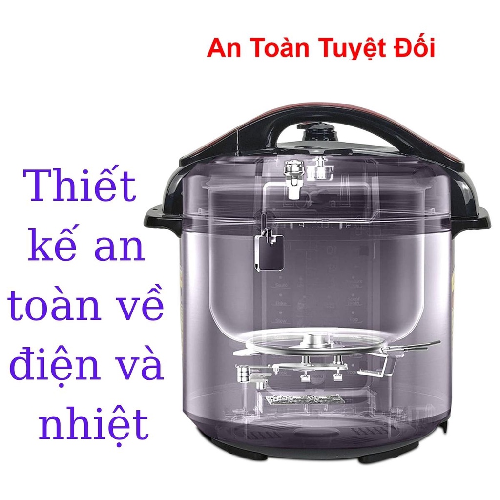 Nồi áp suất điện đa năng 6in1 Gali 6L, lòng nồi hợp kim nhôm dầy 2.2mm chống dình trong ngoài bảo hành 1 năm Moon store