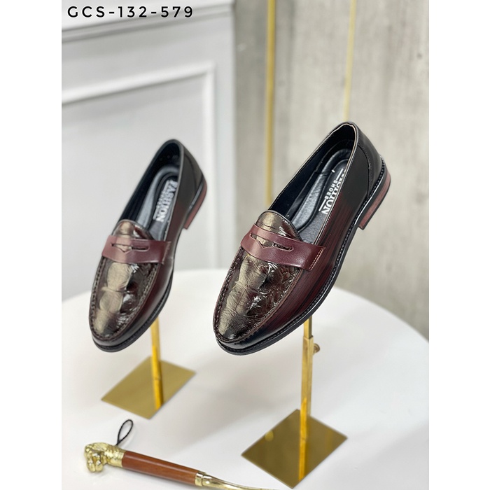 Giày da nam thời trang✅ Giày lười nam da bò đánh màu cao cấp  CS-132