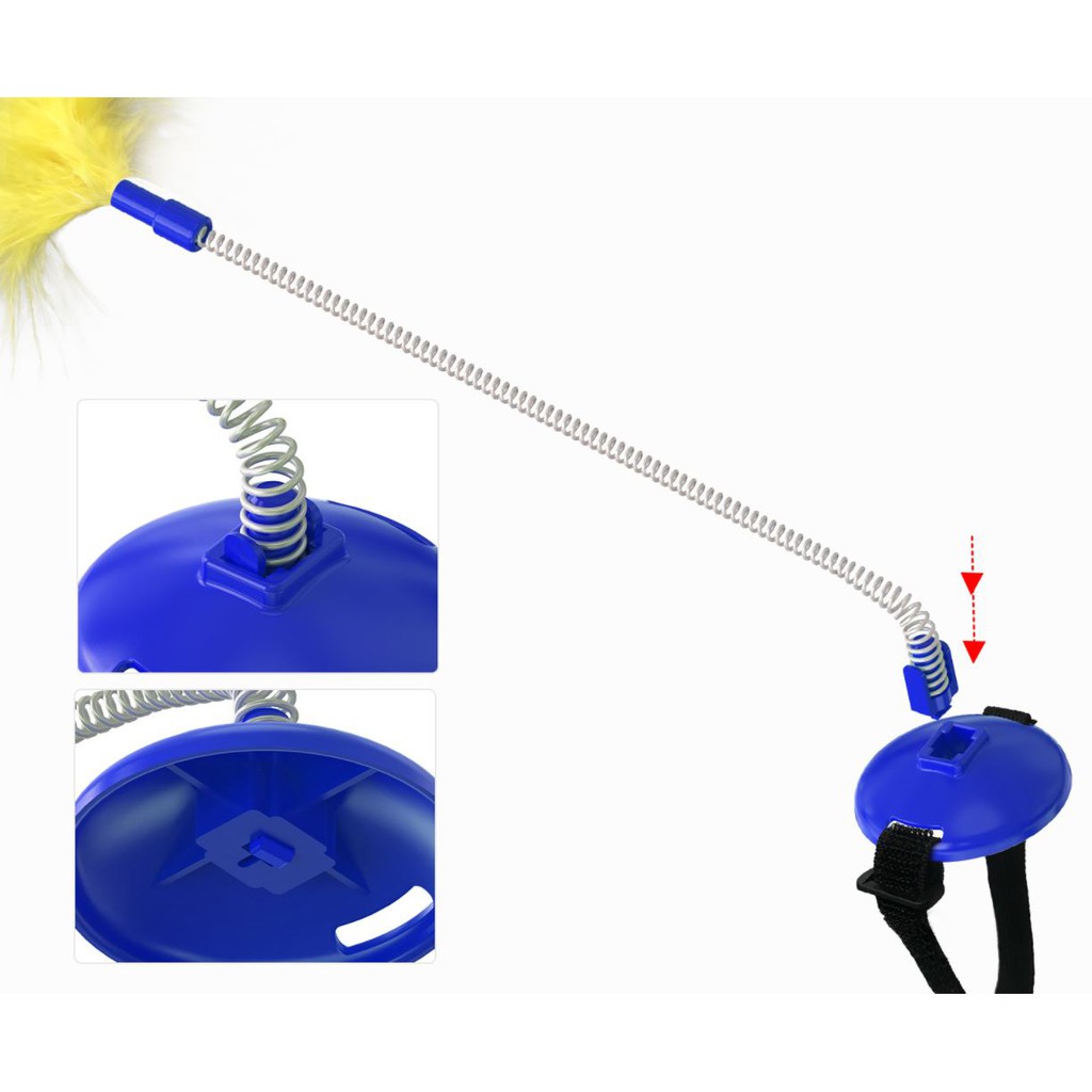 Đồ chơi cho mèo tự chơi, cần câu mèo lông vũ cải tiến thông minh 3 cách chơi cực sáng tạo (Hàng mới về) - Nà Ní Pet Shop