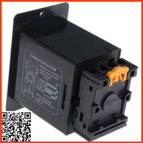 Timer cơ AH2-Y rơ le thời gian điện tử có tai điện áp 220VAC lắp mặt ngoài tủ điện tặng chân đế PF083A