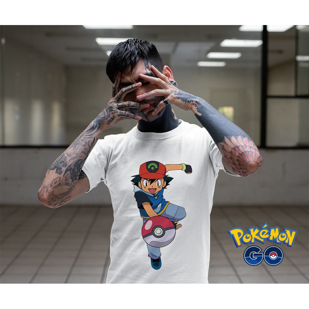 Áo thun Cotton Unisex - Game - Pokemon GO - Satoshi
