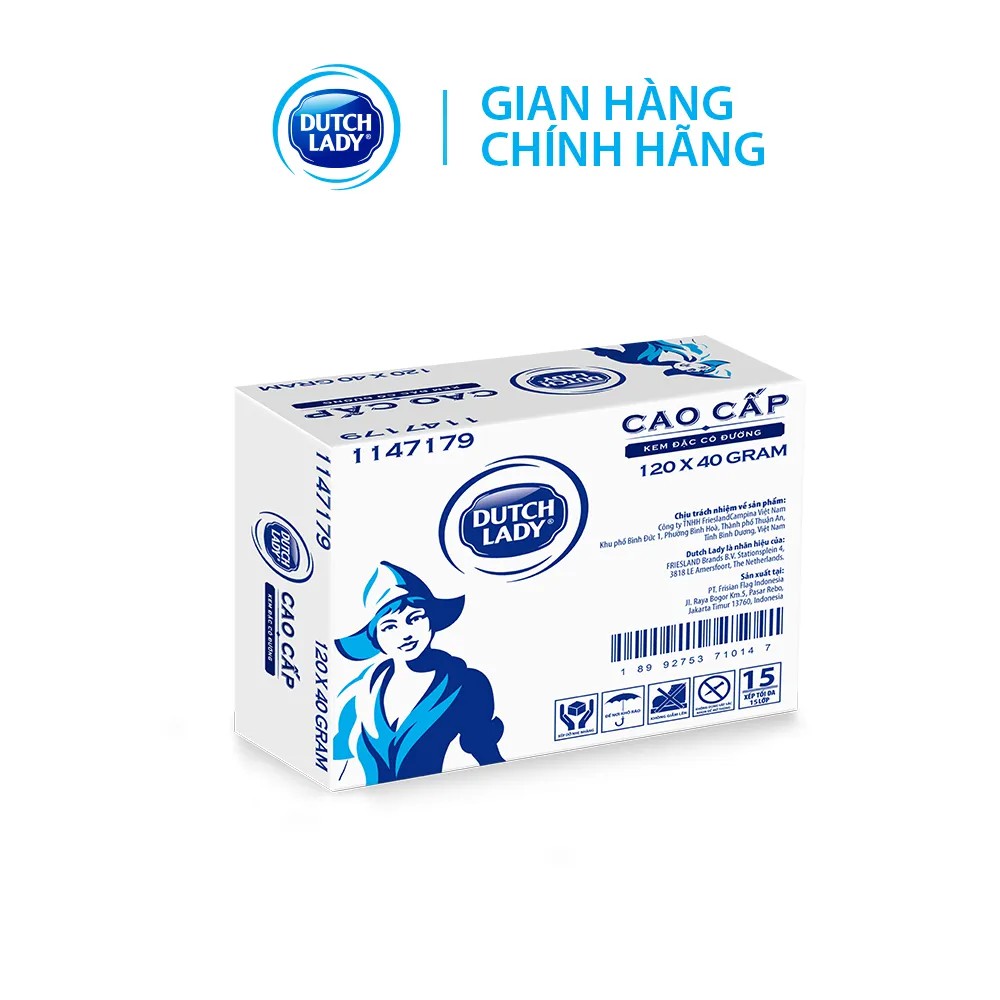 Thùng 120 bịch kem đặc có đường Dutch Lady  Cô Gái Hà Lan cao cấp gói 40g/bịch