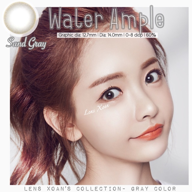 Áp tròng WATER AMPLE SAND GRAY- LENS ME ( LENS XOẮN): XÁM TRONG TỰ NHIÊN